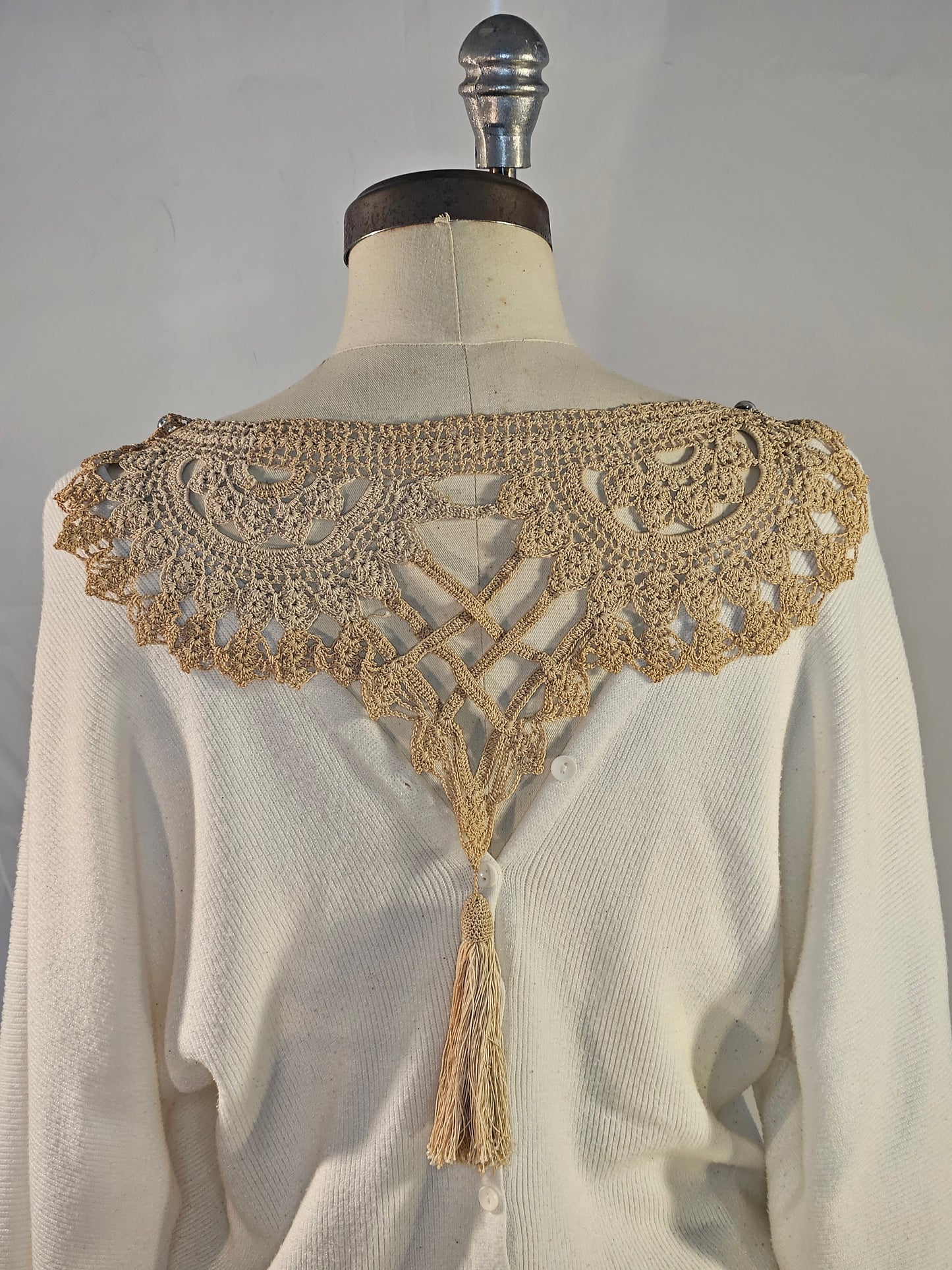 Vintage Romance Ecru Collar with Tassels