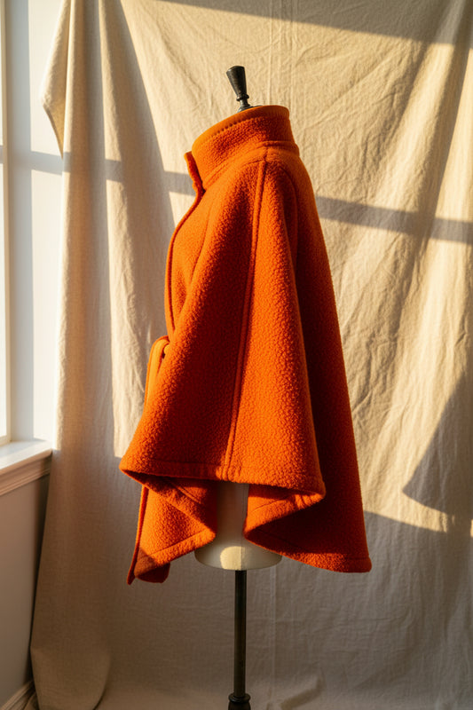 Rust Cape Wrap Coat | Upcylced Blanket