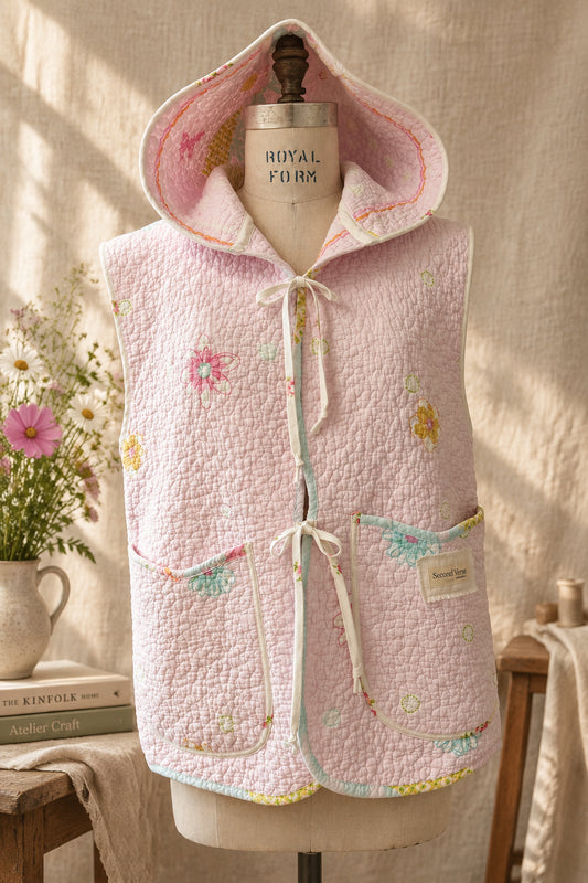 Reversible Quilted Hooded Vest | One-of-a-Kind Vintage Quilt