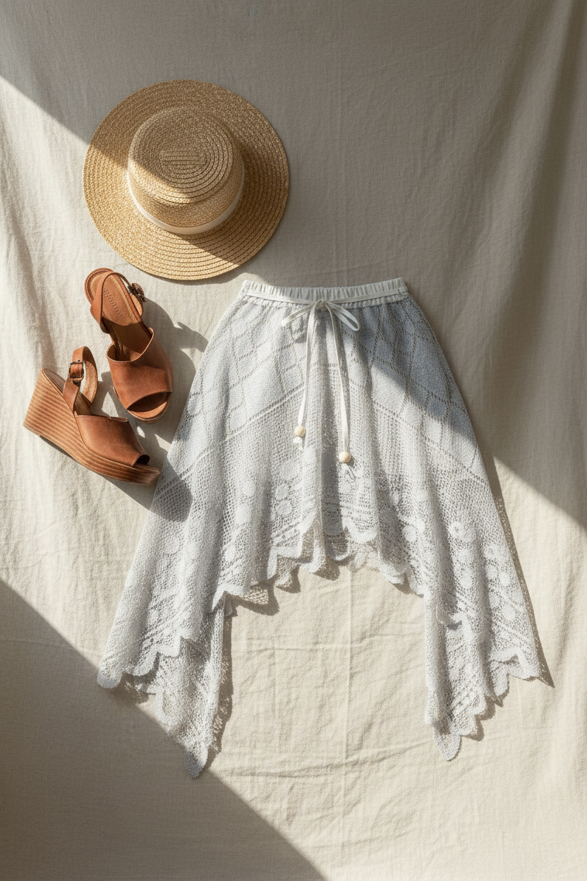 Upcycled Lace Handkerchief Skirt – Red Cabbage Dyed Cotton Skirt | Quiet Heirlooms