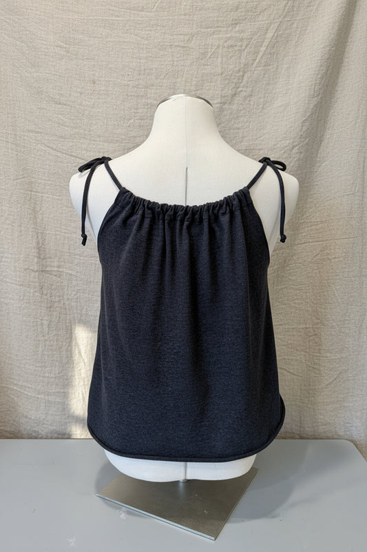 Upcycled Aerosmith Top - Grey Adjustable Tie Tank Top