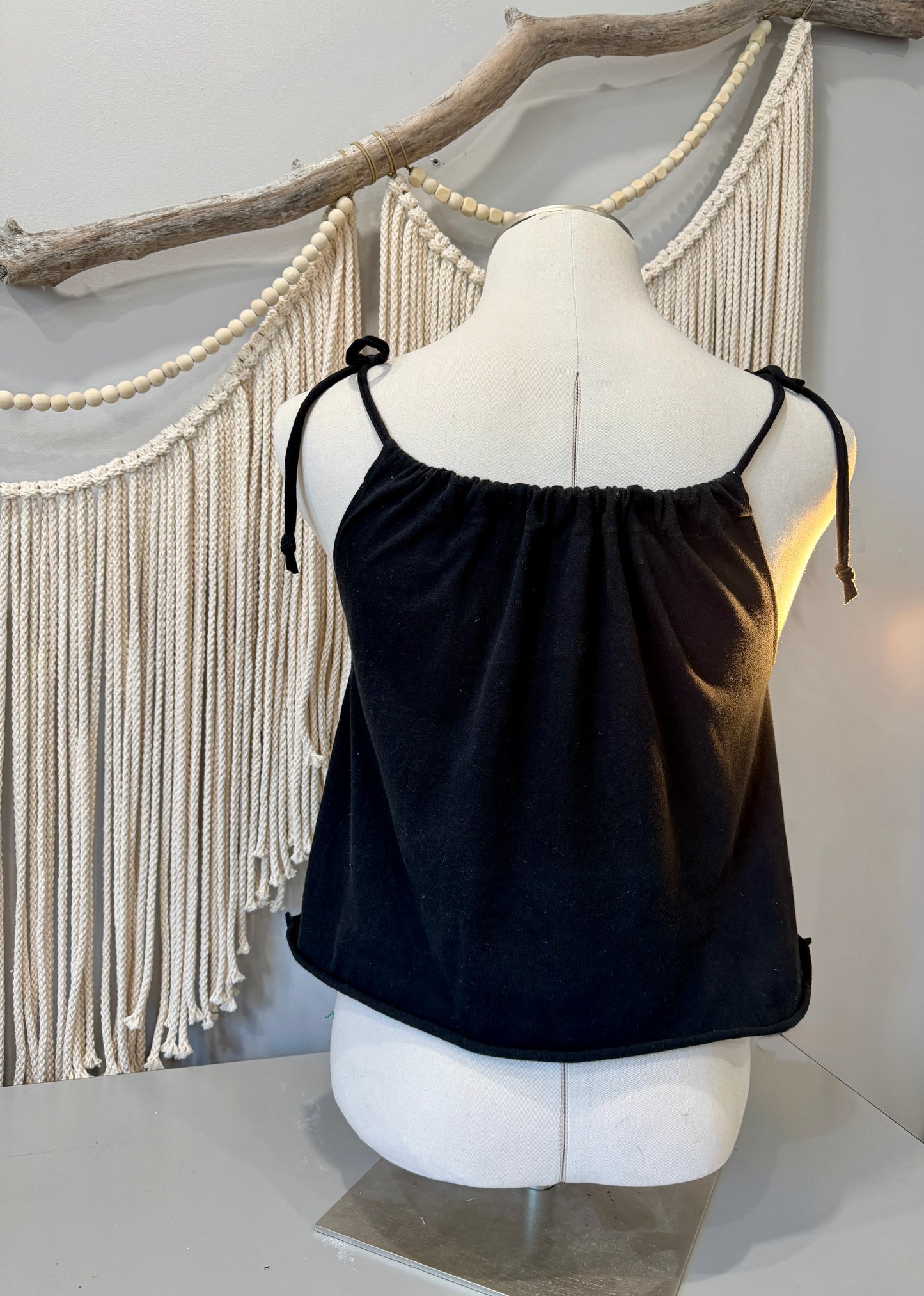 Upcycled London Brewing Top - Black Adjustable Tie Tank Top