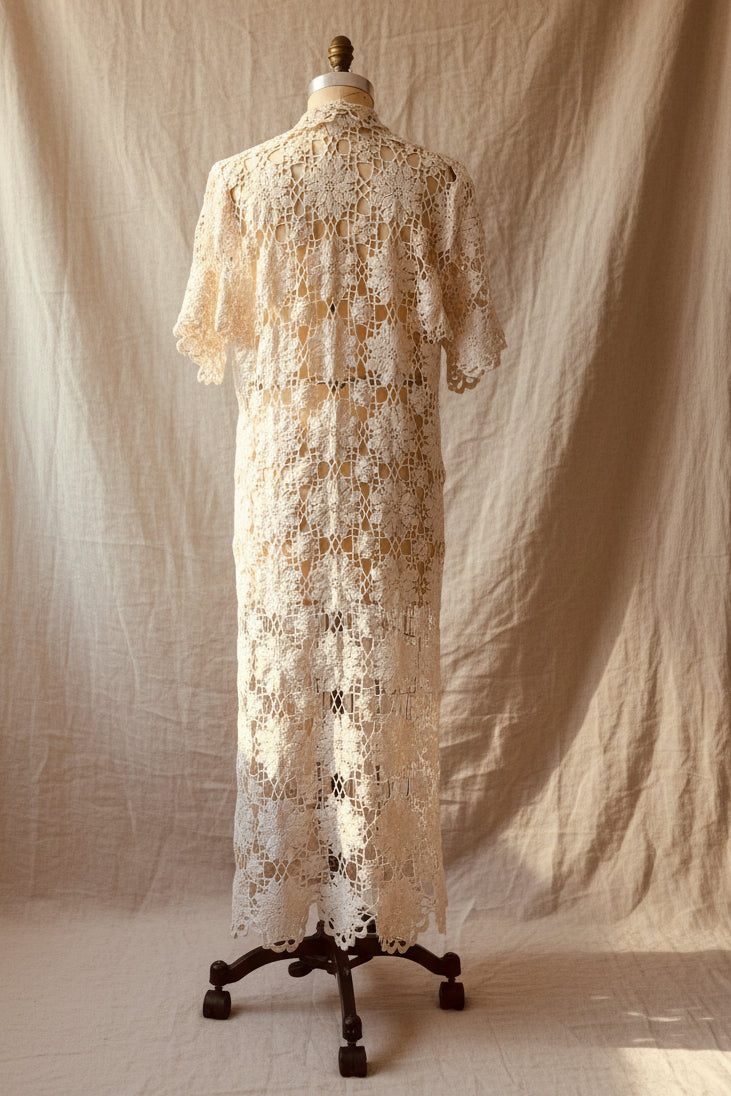 Crochet Lace Duster Coat