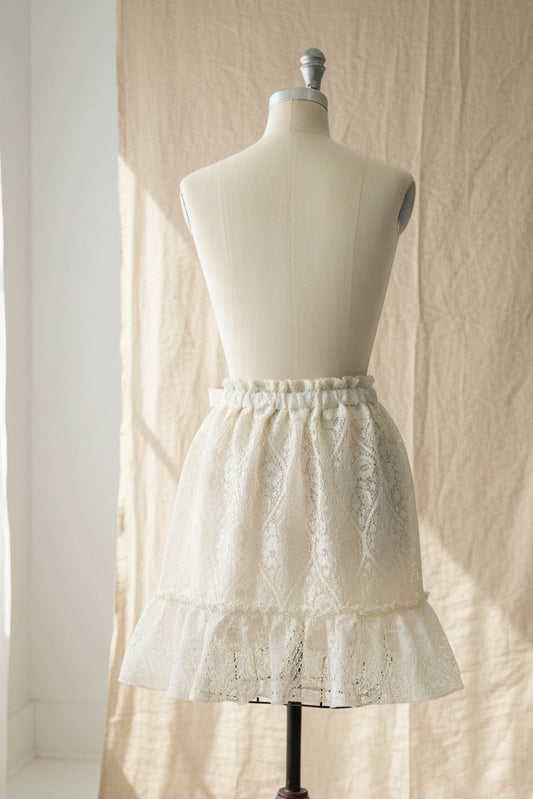 Upcycled Lace Wrap Skirt-Ivory
