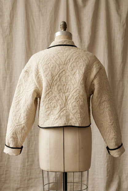 Beige Crop Jacket w/Collar
