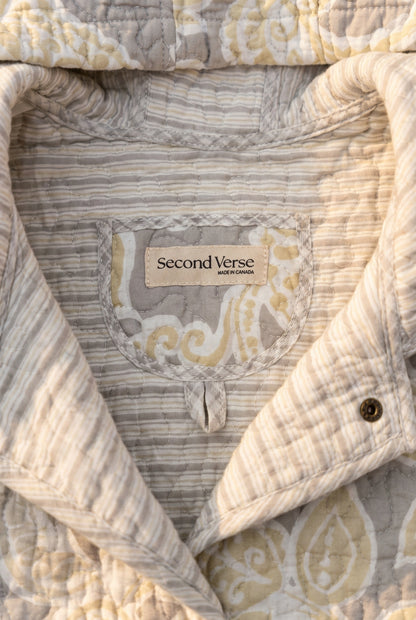 Quilted Hooded Vest-Grey/Yellow