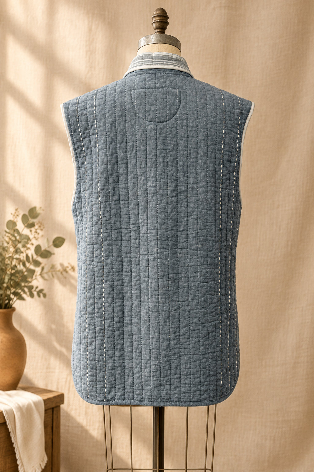 Denim Quilted Vest | One-of-a-Kind Vintage Quilt