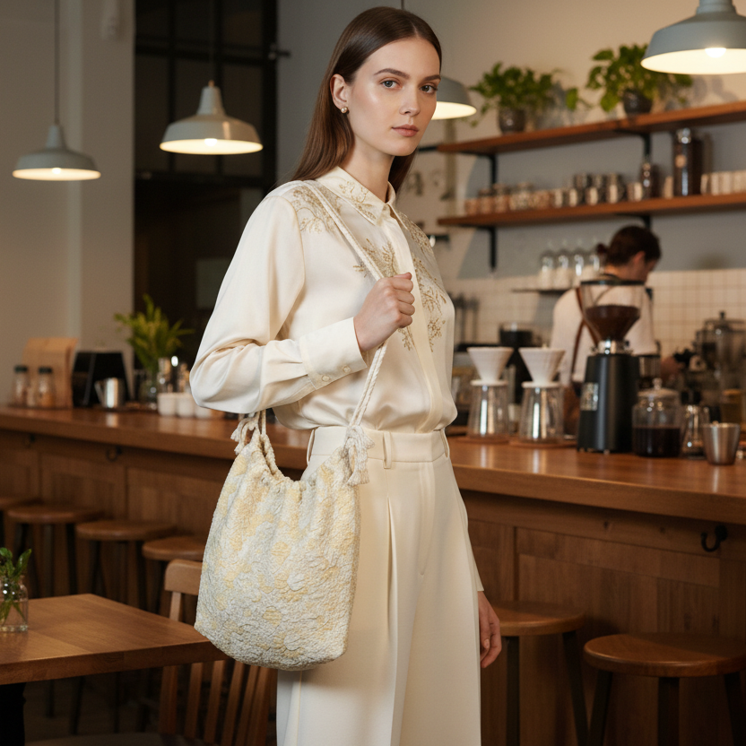 Large Vintage Drawstring Bag