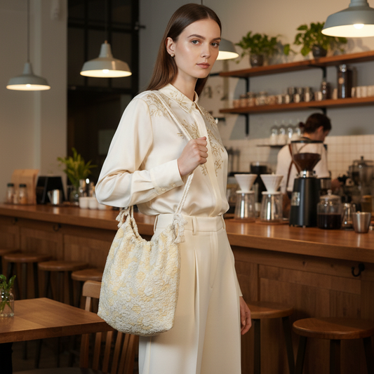 Large Vintage Drawstring Bag