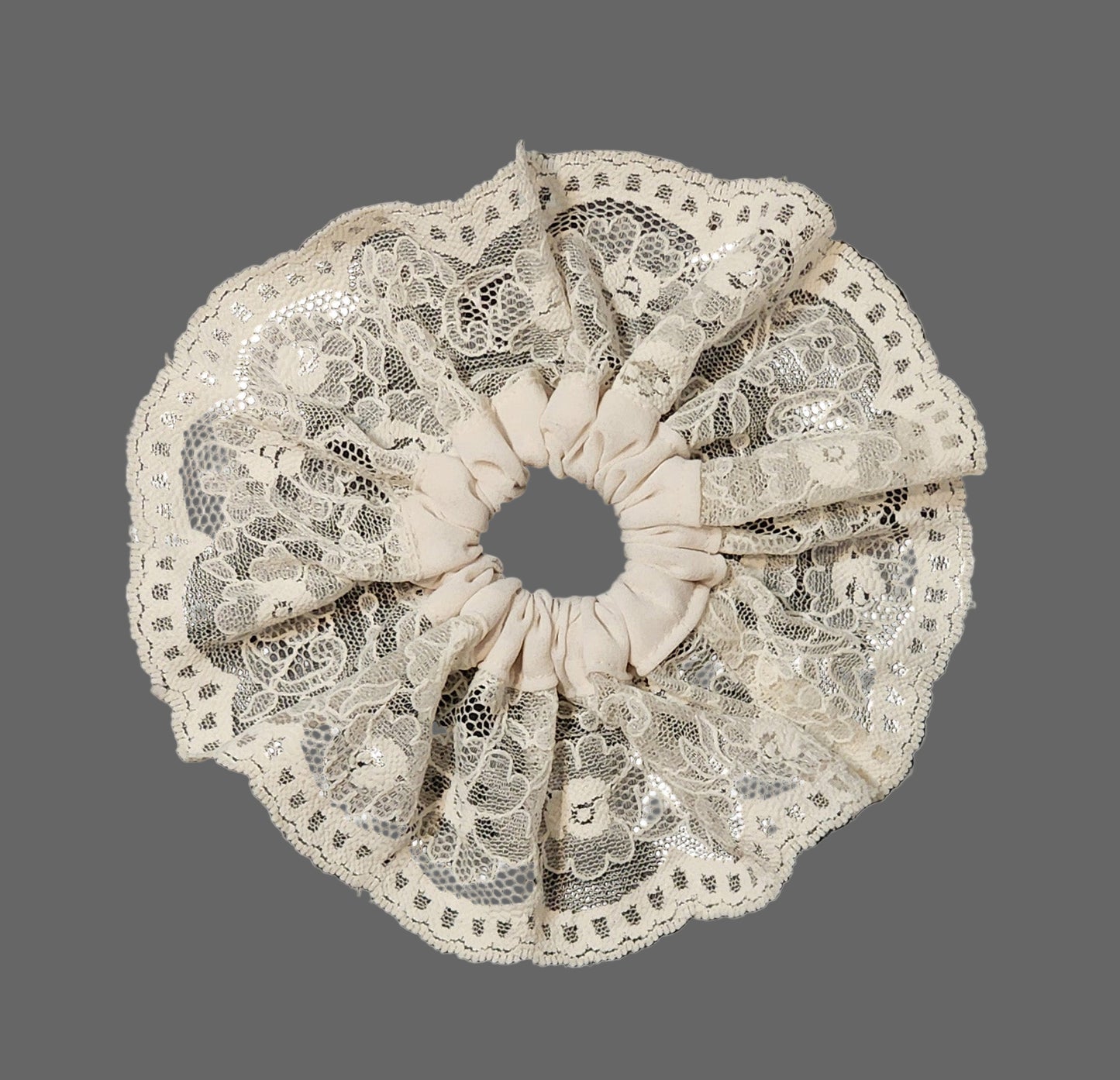 Lace scrunchie on a white background