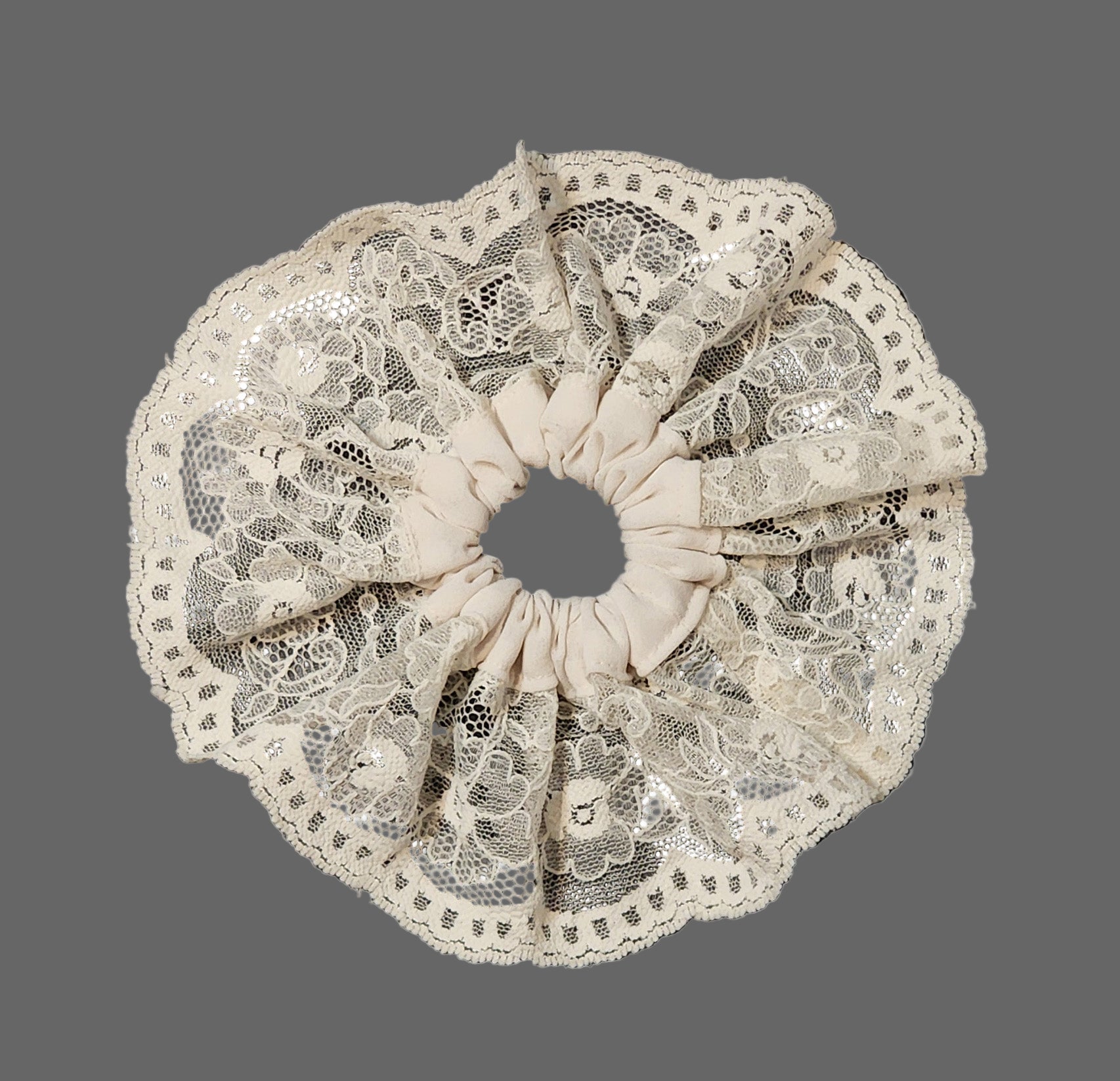 Lace scrunchie on a white background