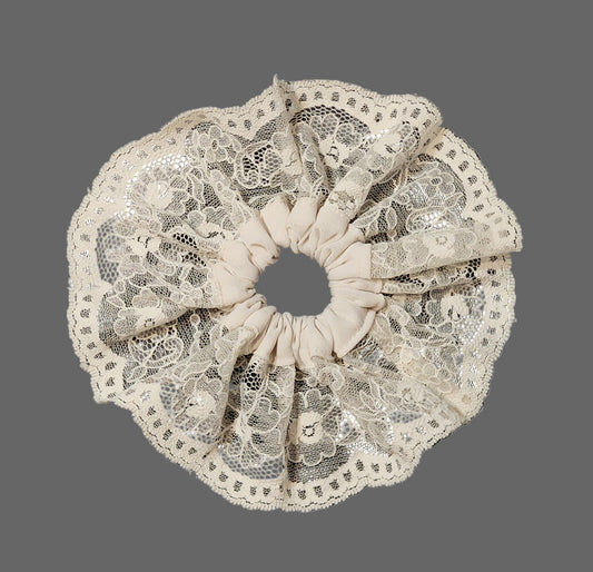 Lace scrunchie on a white background