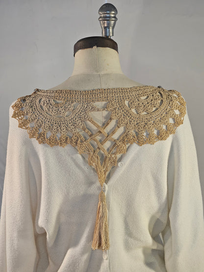Vintage Romance Ecru Collar with Tassels