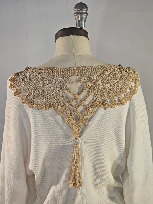 Vintage Romance Ecru Collar with Tassels