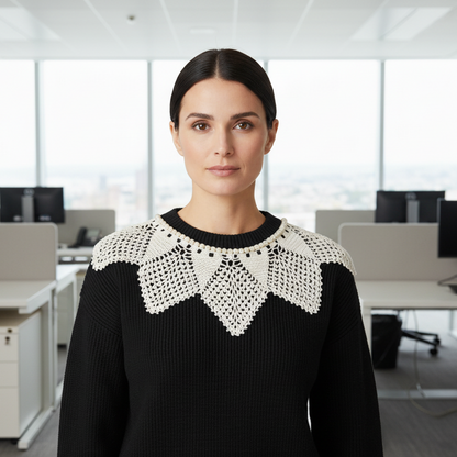 woman with lace collar