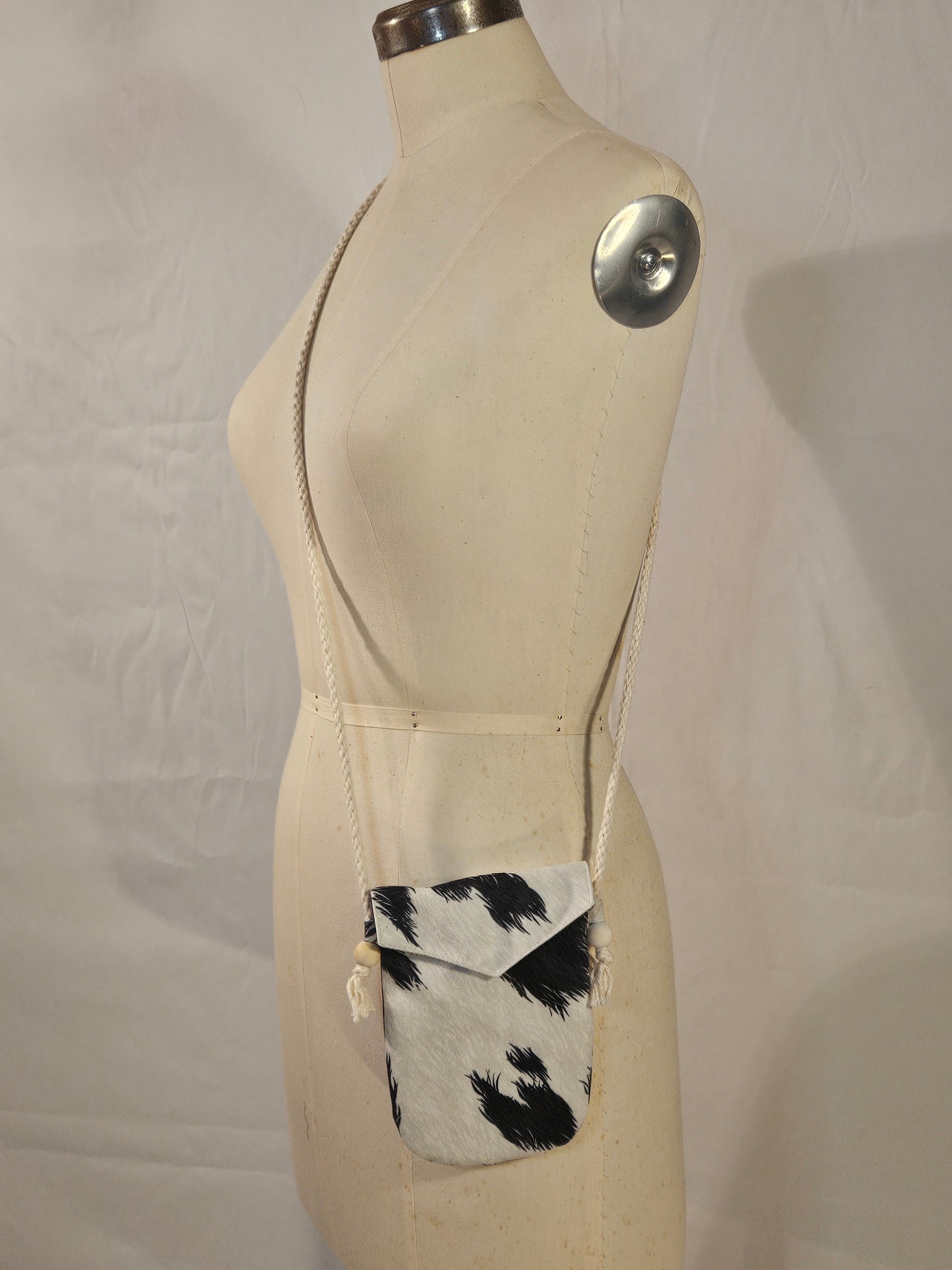 Black and white cow print small bag 