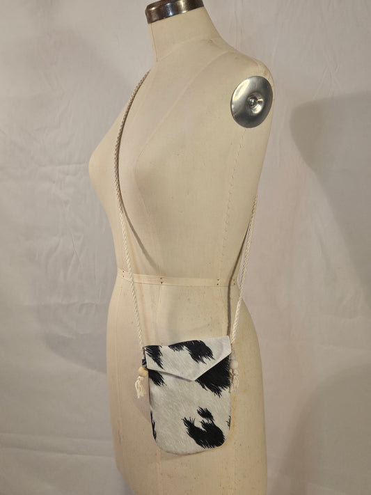 Black and white cow print small bag 