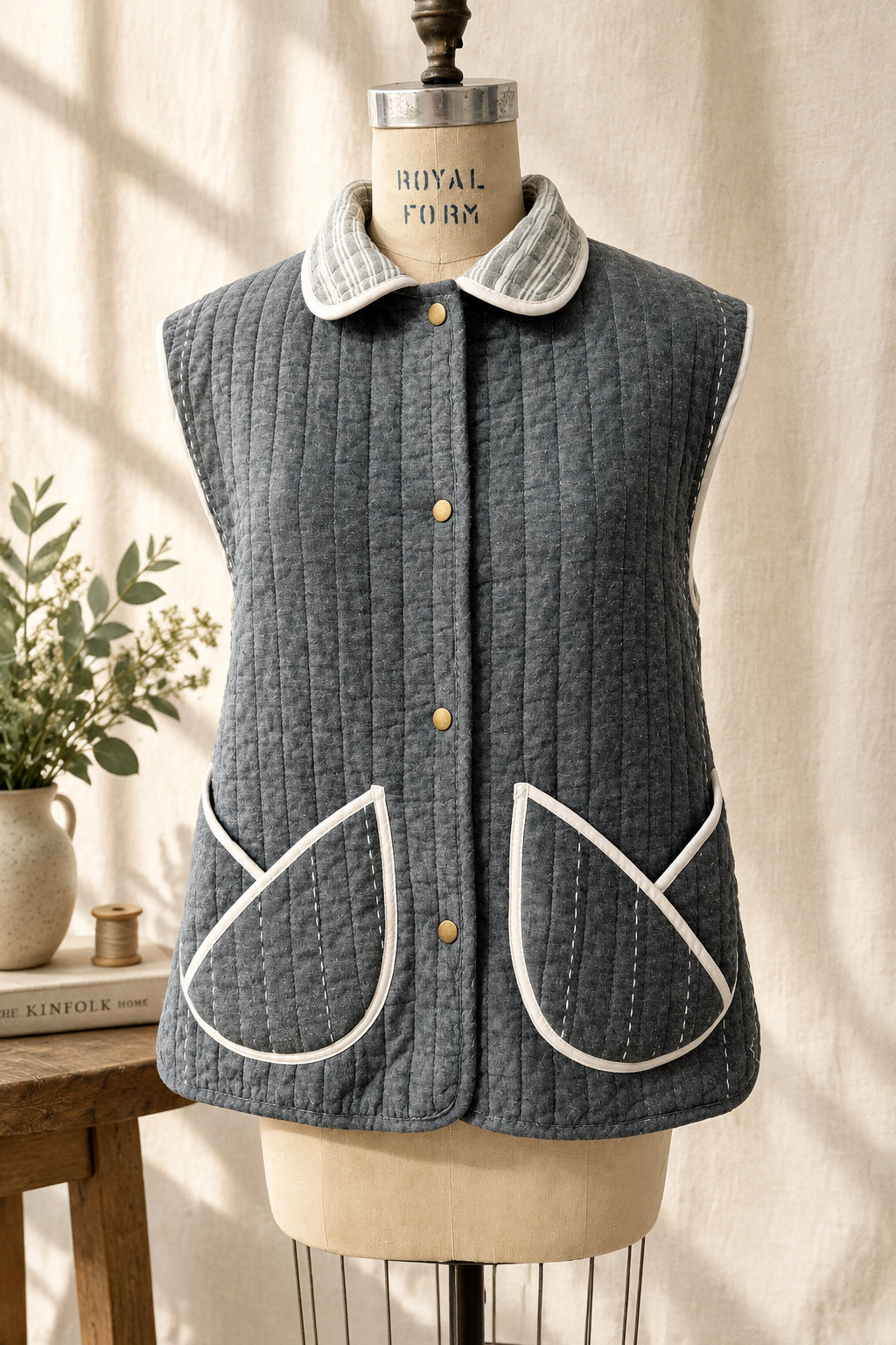 Denim Quilted Vest | One-of-a-Kind Vintage Quilt