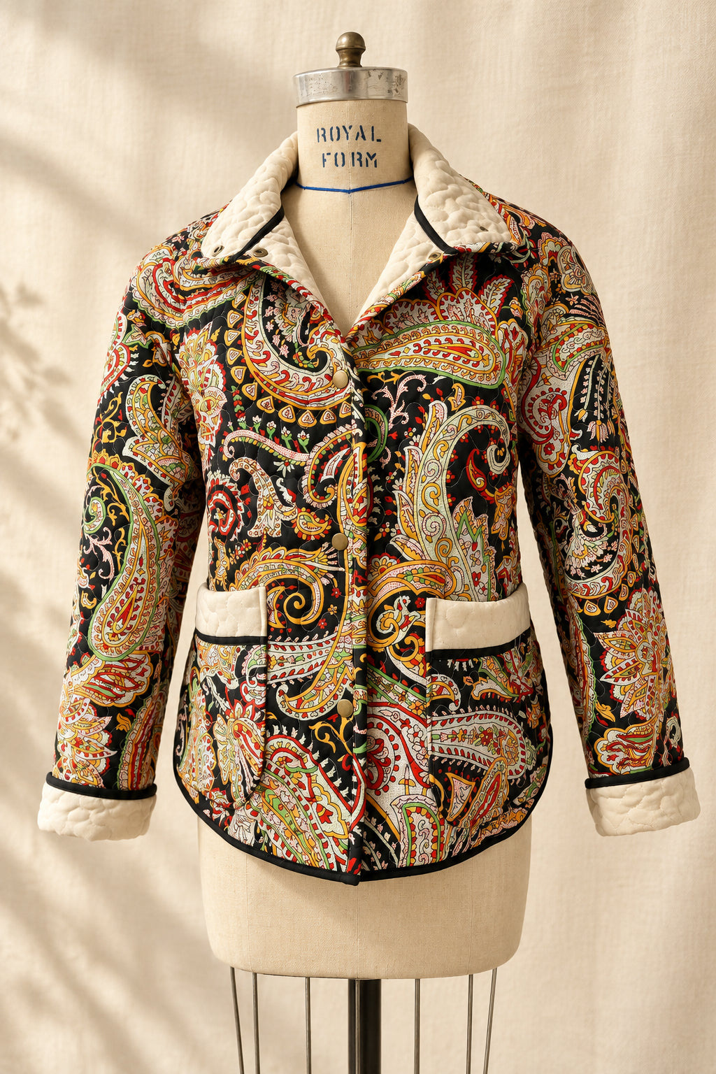 Black Paisley Quilted Coat | One-of-a-Kind Quilt
