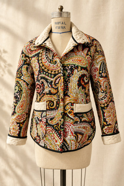 Black Paisley Quilted Coat | One-of-a-Kind Quilt