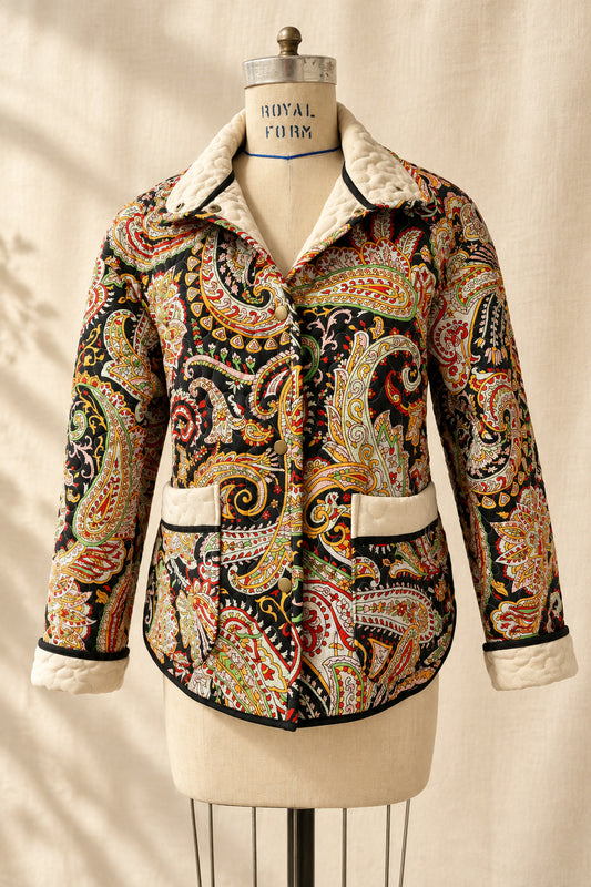 Black Paisley Quilted Coat | One-of-a-Kind Quilt