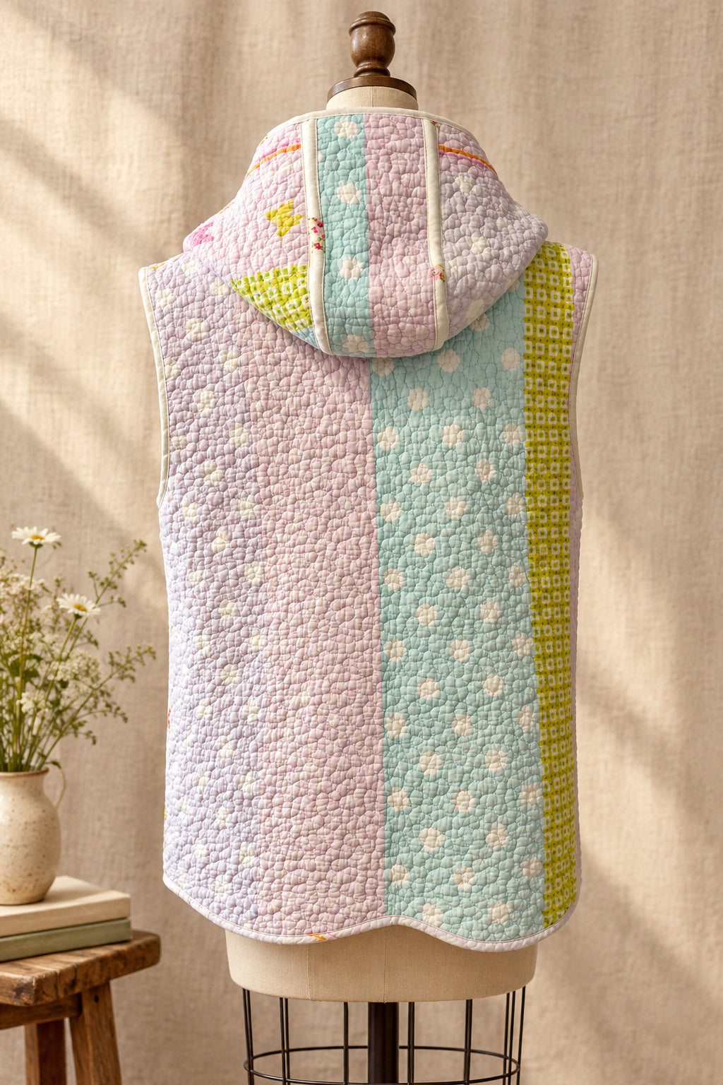 Reversible Quilted Hooded Vest | One-of-a-Kind Vintage Quilt