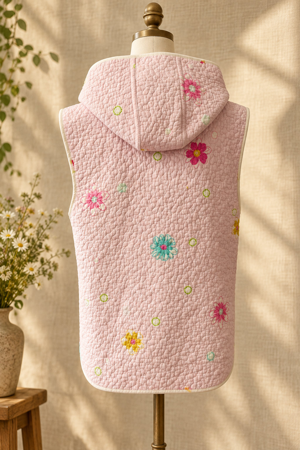 Reversible Quilted Hooded Vest | One-of-a-Kind Vintage Quilt