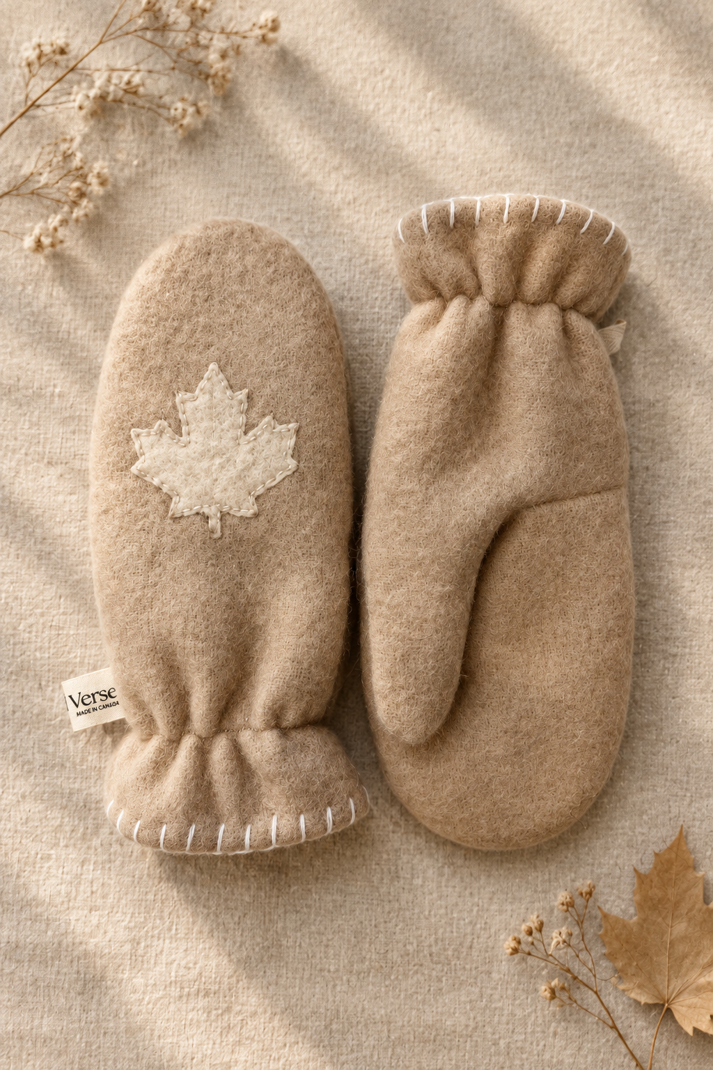 D&D Wool Lined Mittens with Embroidery | Vintage Wool