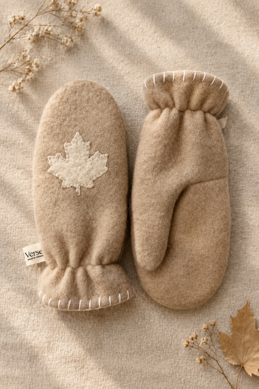 D&D Wool Lined Mittens with Embroidery | Vintage Wool
