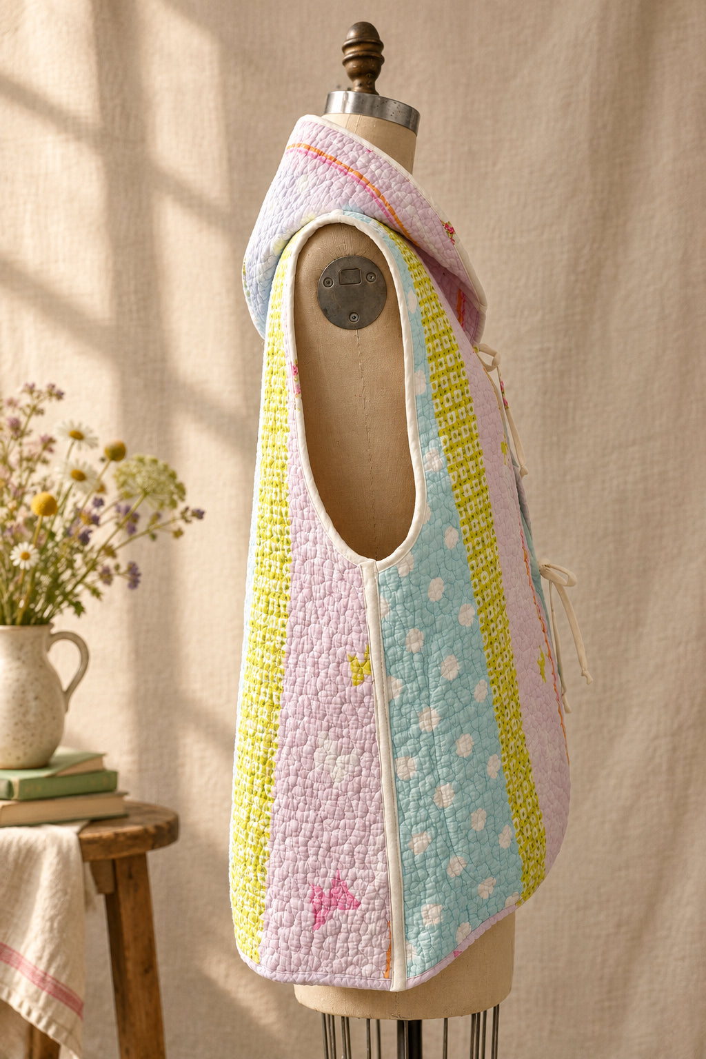 Reversible Quilted Hooded Vest | One-of-a-Kind Vintage Quilt