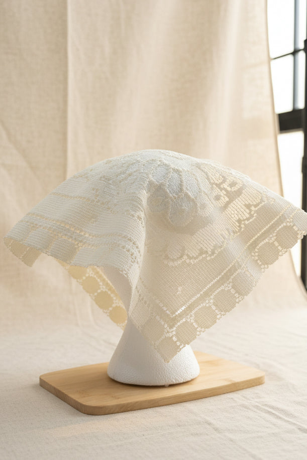 Ivory Lace Hair Scarf | Upcycled Lace Table Cloth