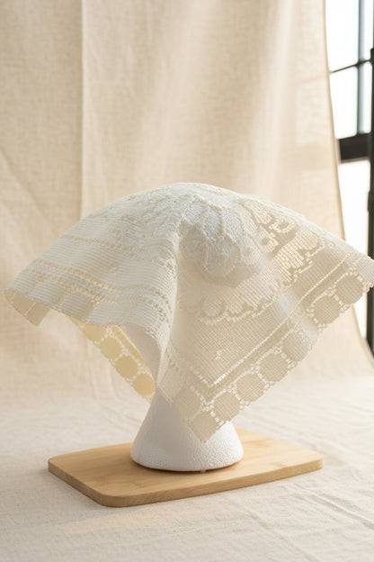 Ivory Lace Hair Scarf | Upcycled Lace Table Cloth