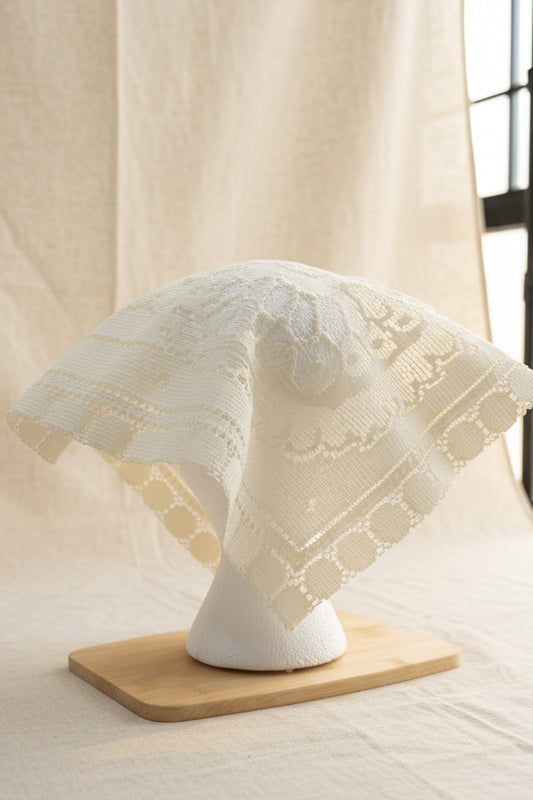 Ivory Lace Hair Scarf | Upcycled Lace Table Cloth