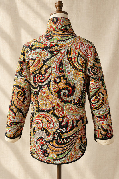 Black Paisley Quilted Coat | One-of-a-Kind Quilt