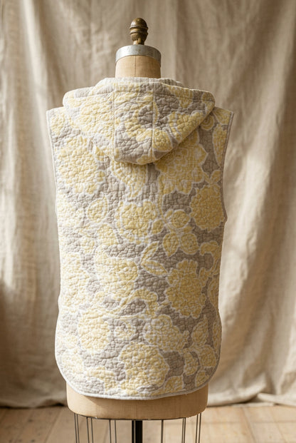 Quilted Hooded Vest-Grey/Yellow