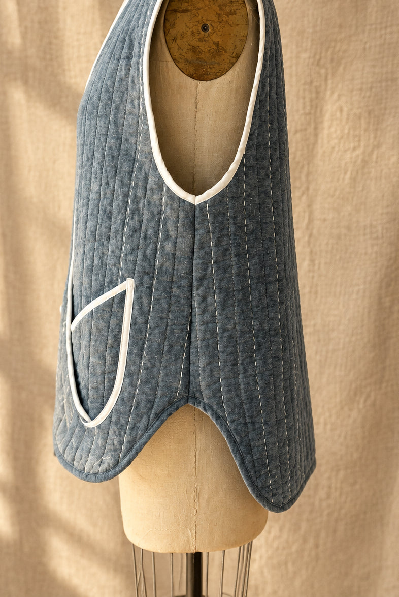 Denim Quilted Vest | One-of-a-Kind Vintage Quilt