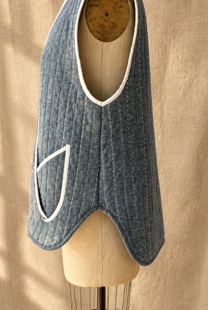 Denim Quilted Vest | One-of-a-Kind Vintage Quilt