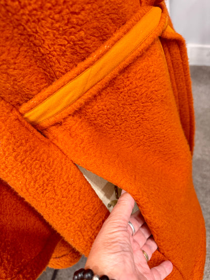 Rust Cape Wrap Coat | Upcylced Blanket