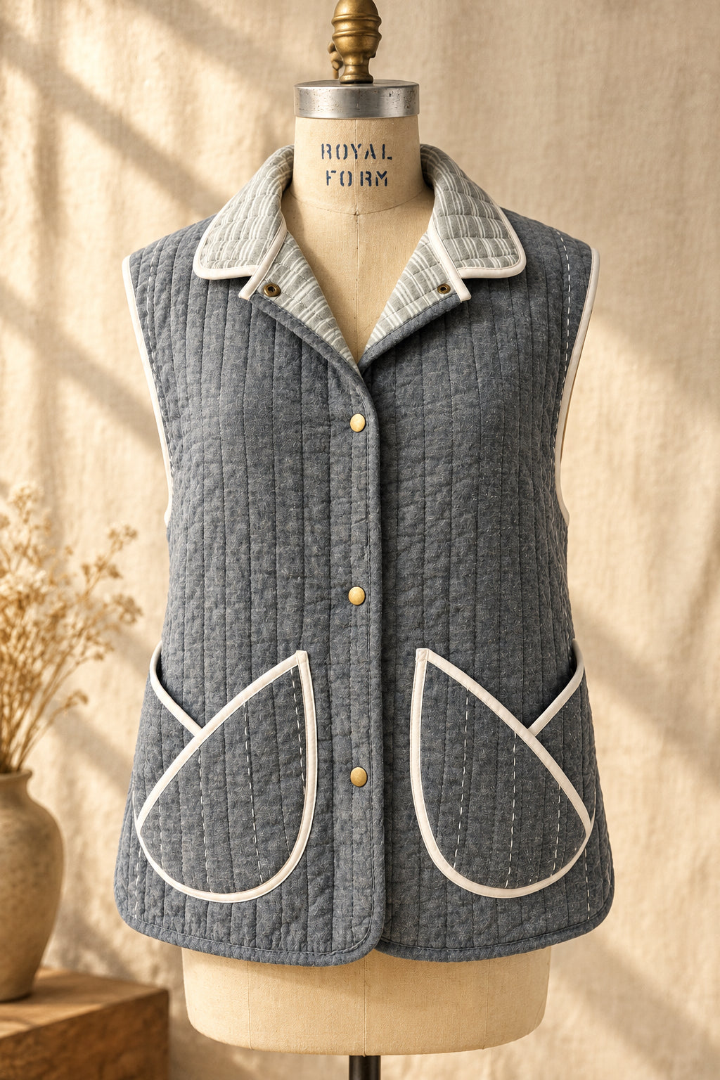 Denim Quilted Vest | One-of-a-Kind Vintage Quilt