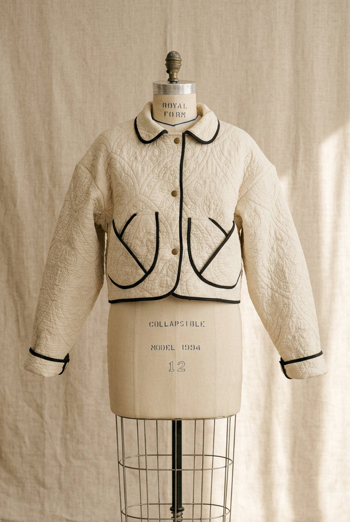 Beige Crop Jacket w/Collar