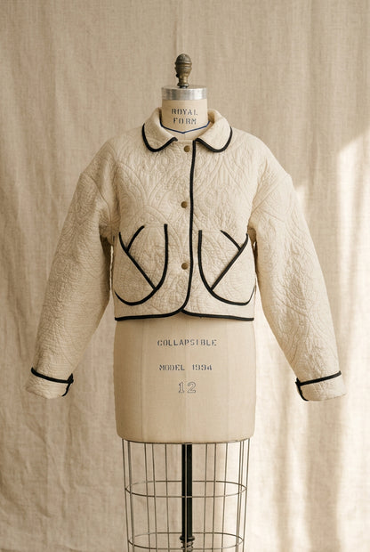 Beige Crop Jacket w/Collar