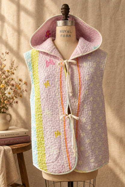 Reversible Quilted Hooded Vest | One-of-a-Kind Vintage Quilt