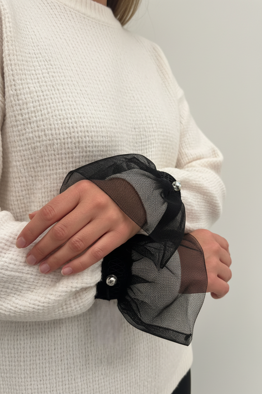 Vintage Romance Black Mesh Tulle Cuffs