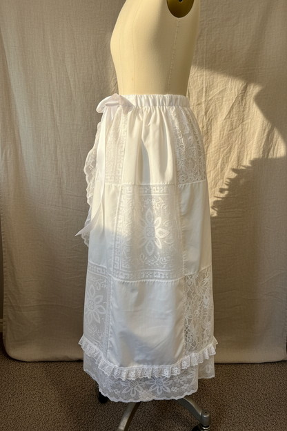 White Patchwork Lace Skirt  | Upcycled Lace Table Linen