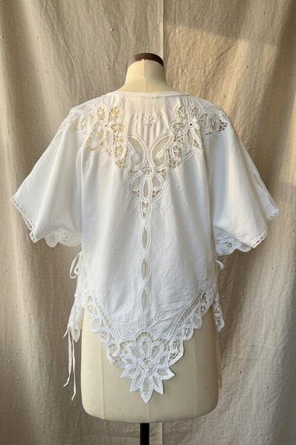 White Battenburg Lace Top | Upcycled Table Linen