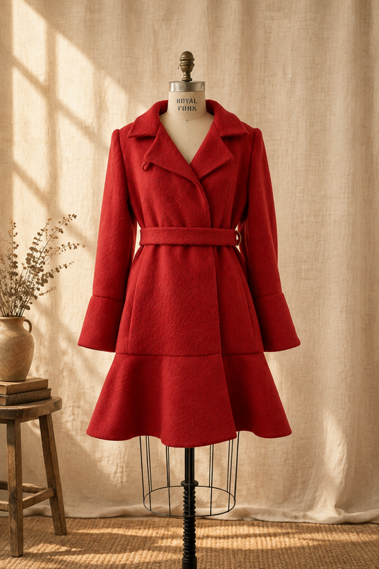 One-of-a-Kind Flared Wool Wrap Coat | Vintage Wool