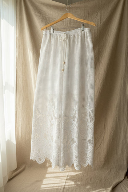 White Lace Pant | Upcycled Table Linen