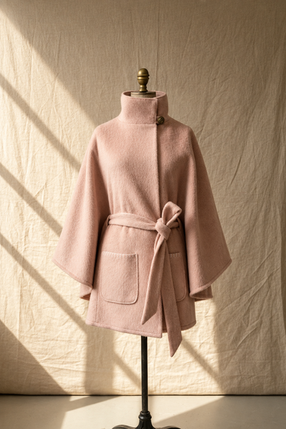 Pink Cape Wrap Coat | Upcylced Blanket