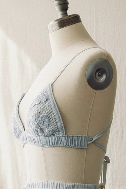 Red Cabbage Dyed Lace Bralette | Naturally Upcycled
