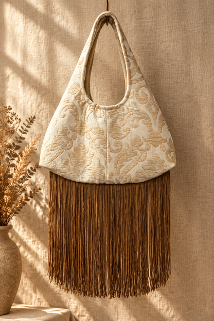 M29 Tapestry Bag with Fringe | Upcycled Vintage Tapestry